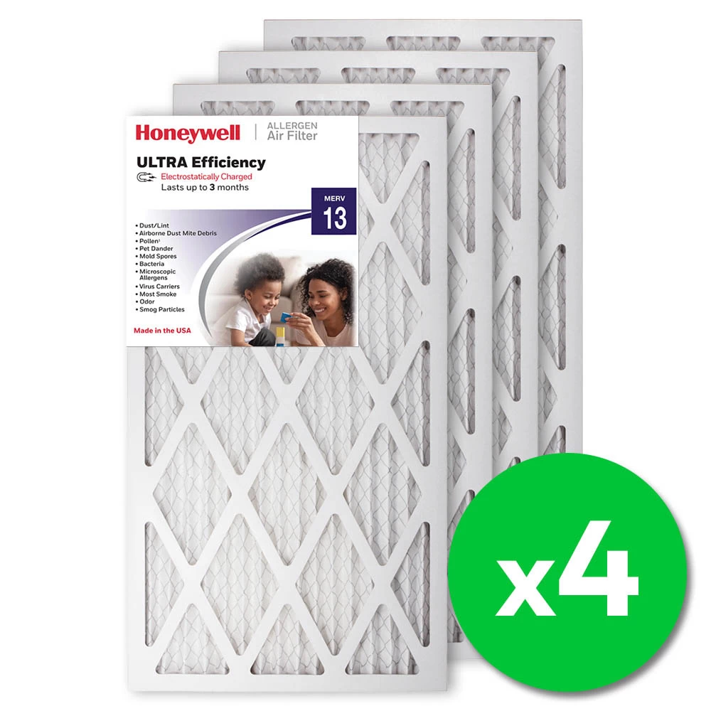 Honeywell 14x25x1 Ultra Efficiency Allergen MERV 13 Air Filter (4 Pack) 1 Honeywell 14x25x1 Ultra Efficiency Allergen MERV 13 Air Filter (4 Pack)