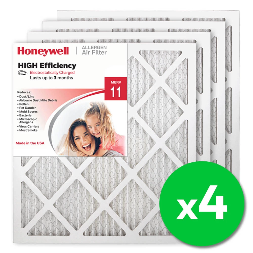 Honeywell 18x20x1 High Efficiency Allergen MERV 11 Air Filter (4 Pack) 1 Honeywell 18x20x1 High Efficiency Allergen MERV 11 Air Filter (4 Pack)