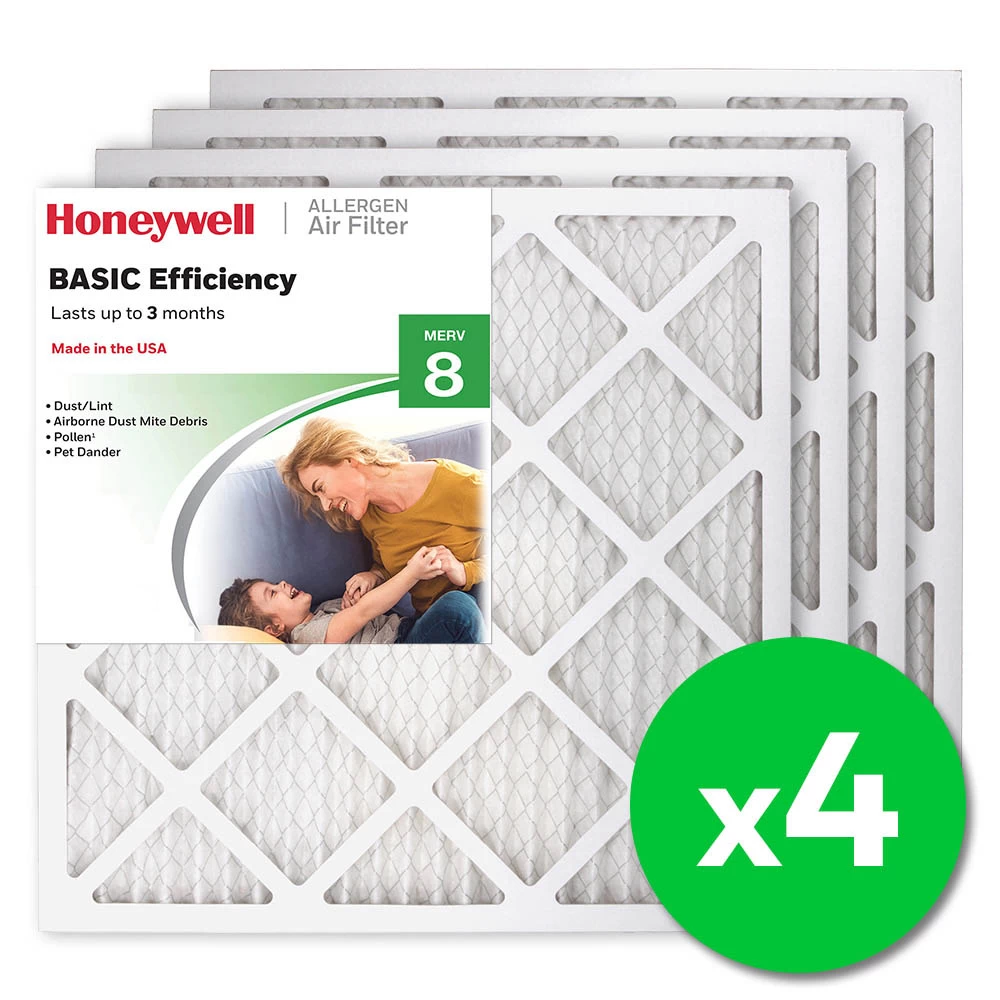 Honeywell 20x20x1 Standard Efficiency Allergen MERV 8 Air Filter (4 Pack) 1 Honeywell 20x20x1 Standard Efficiency Allergen MERV 8 Air Filter (4 Pack)