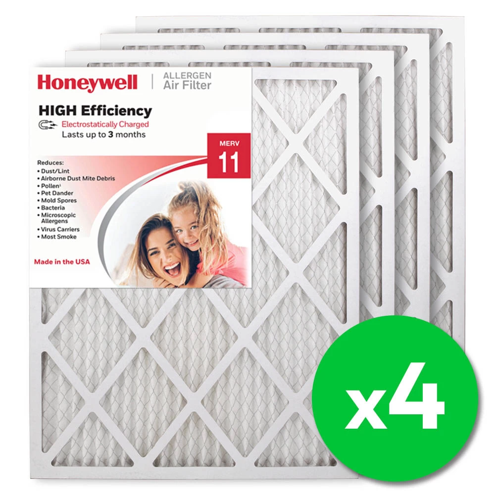 Honeywell 20x25x1 High Efficiency Allergen MERV 11 Air Filter (4 Pack) 2 Honeywell 20x25x1 High Efficiency Allergen MERV 11 Air Filter (4 Pack) - Image 2