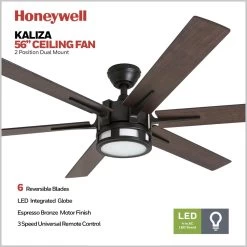 Honeywell Kaliza Indoor Ceiling Fan, Espresso, 56-Inch - 51036 -Honeywell Store 51036 03 honeywell ceiling fan 3