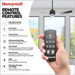 Honeywell Lynton Indoor And Outdoor Ceiling Fan, Black, 52-Inch - 51854-01 -Honeywell Store 51854 honeywell ceiling fan 3