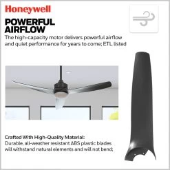 Honeywell Lynton Indoor And Outdoor Ceiling Fan, Black, 52-Inch - 51854-01 -Honeywell Store 51854 honeywell ceiling fan 4