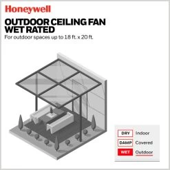 Honeywell Port Isle Outdoor Ceiling Fan, Matte Black, 54-Inch - 51856-01 -Honeywell Store 51856 honeywell ceiling fan 6