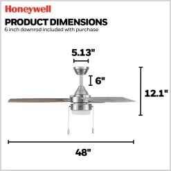 Honeywell Berryhill Indoor Ceiling Fan, Brushed Nickel, 48-Inch - 51857-01 -Honeywell Store 51857 honeywell ceiling fan 5