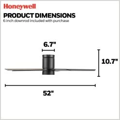 Honeywell Graceshire Indoor Ceiling Fan, Matte Black, 52 Inch - 51859-01 -Honeywell Store 51859 honeywell ceiling fan 6
