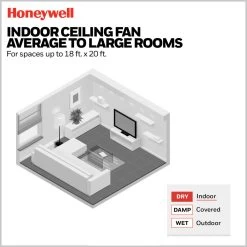 Honeywell Graceshire Indoor Ceiling Fan, Matte Black, 52 Inch - 51859-01 -Honeywell Store 51859 honeywell ceiling fan 7