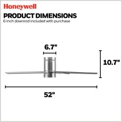 Honeywell Graceshire Indoor Ceiling Fan, Brushed Nickel, 52-Inch - 51860-01 15 Honeywell Graceshire Indoor Ceiling Fan, Brushed Nickel, 52-Inch - 51860-01 -Honeywell Store 51860 honeywell ceiling fan 6