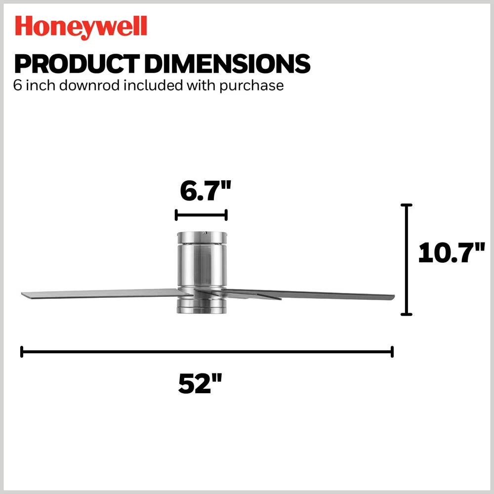 Honeywell Graceshire Indoor Ceiling Fan, Brushed Nickel, 52-Inch - 51860-01 7 Honeywell Graceshire Indoor Ceiling Fan, Brushed Nickel, 52-Inch - 51860-01 - Image 7