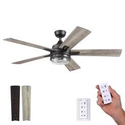 Honeywell Myers Park Indoor Ceiling Fan, Matte Black, 52-Inch - 51861-01