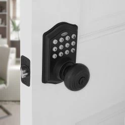 Honeywell Electronic Entry Knob Door Lock, Matte Black, 8732501 -Honeywell Store 8732501 electronic entry knob door lock matte black 3