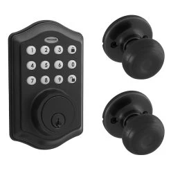Honeywell Digital Deadbolt With Passage Knob, Matte Black, 8732505