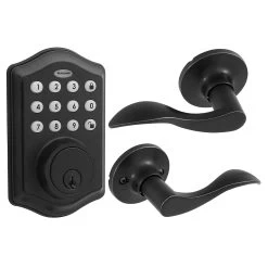 Honeywell Digital Deadbolt With Passage Lever, Matte Black, 8734505