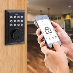Honeywell Bluetooth Enabled Digital Deadbolt Door Lock With Keypad, Oil Rubbed Bronze, 8812409S -Honeywell Store 8812409s honeywell bluetooth enabled entry deadbolt bronze 4