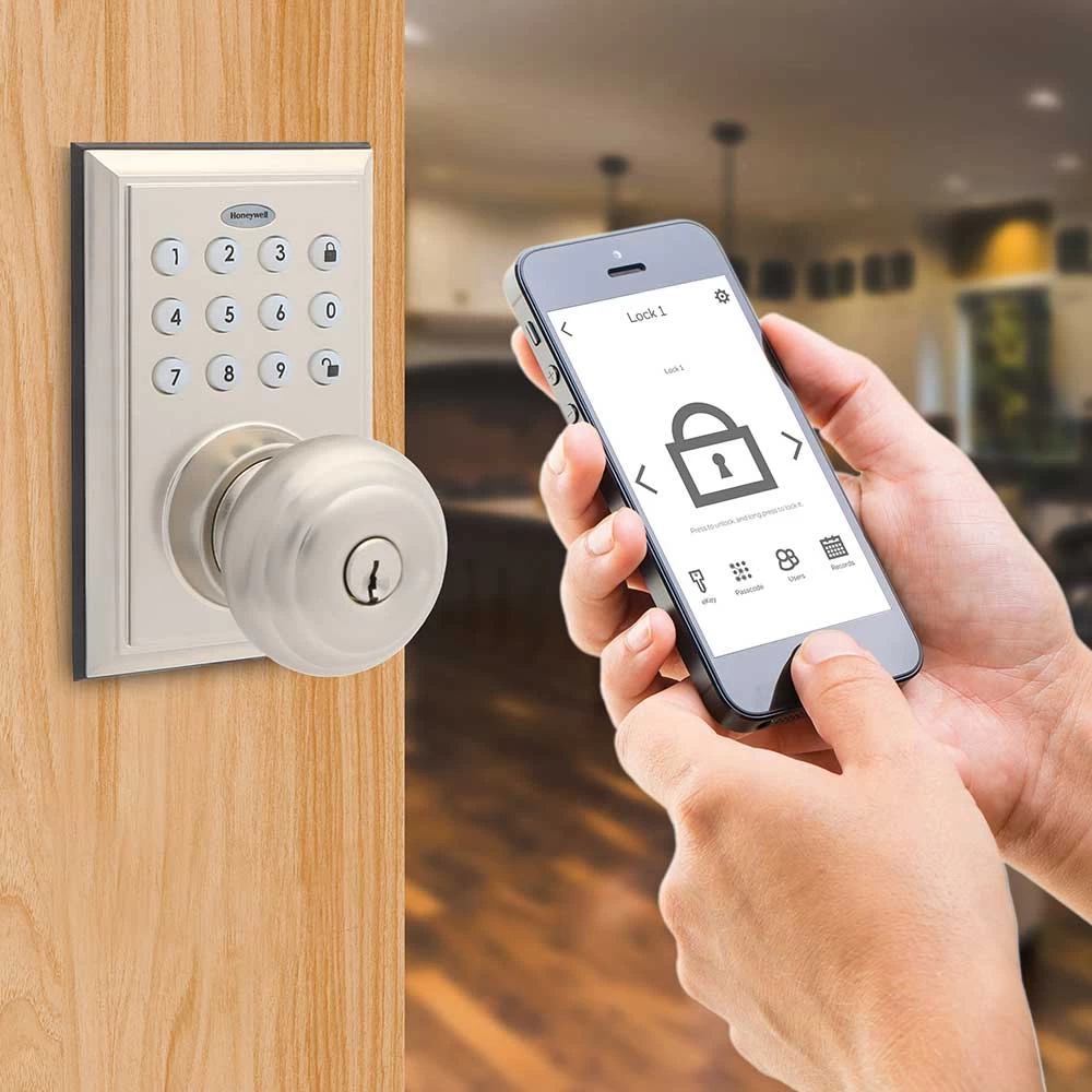 Honeywell Bluetooth Enabled Digital Door Knob Lock With Keypad, Satin Nickel, 8832301S 4 Honeywell Bluetooth Enabled Digital Door Knob Lock With Keypad, Satin Nickel, 8832301S - Image 4