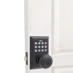 Honeywell Bluetooth Enabled Digital Door Knob Lock With Keypad, Oil Rubbed Bronze, 8832401S -Honeywell Store 8832401s honeywell bluetooth enabled entry door knob bronze 2