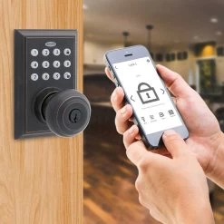 Honeywell Bluetooth Enabled Digital Door Knob Lock With Keypad, Oil Rubbed Bronze, 8832401S -Honeywell Store 8832401s honeywell bluetooth enabled entry door knob bronze 3