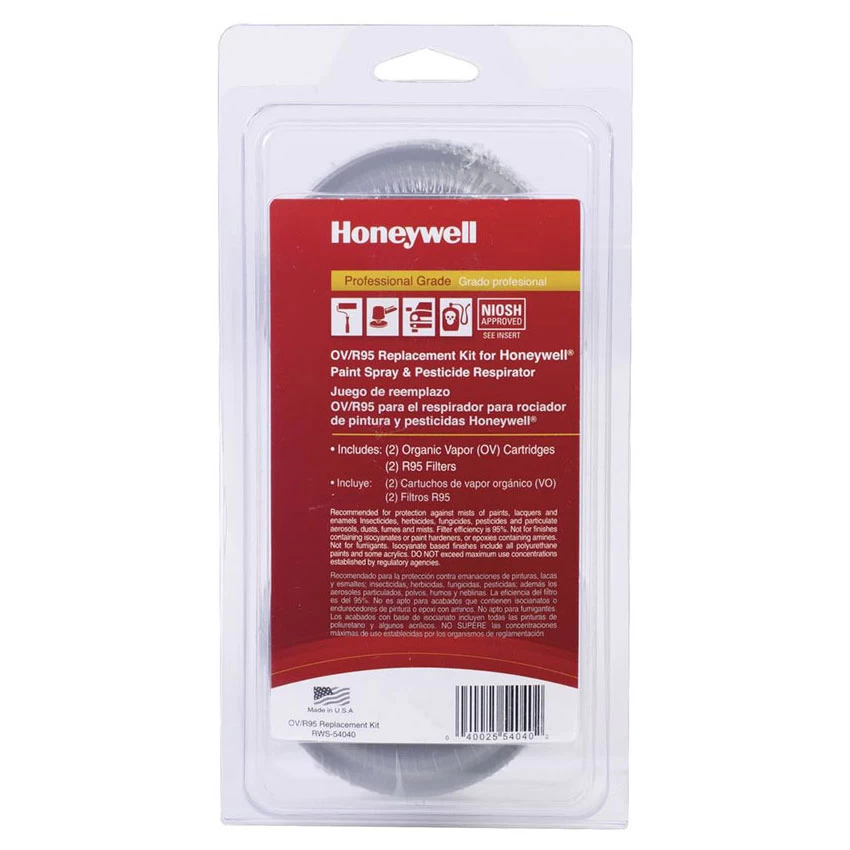 Honeywell OV/R95 Cartridge/Filter Replacement Kit, For Honeywell Convenience Pack Respirators, 2 Pk - RWS-54040 1 Honeywell OV/R95 Cartridge/Filter Replacement Kit, For Honeywell Convenience Pack Respirators, 2 Pk - RWS-54040