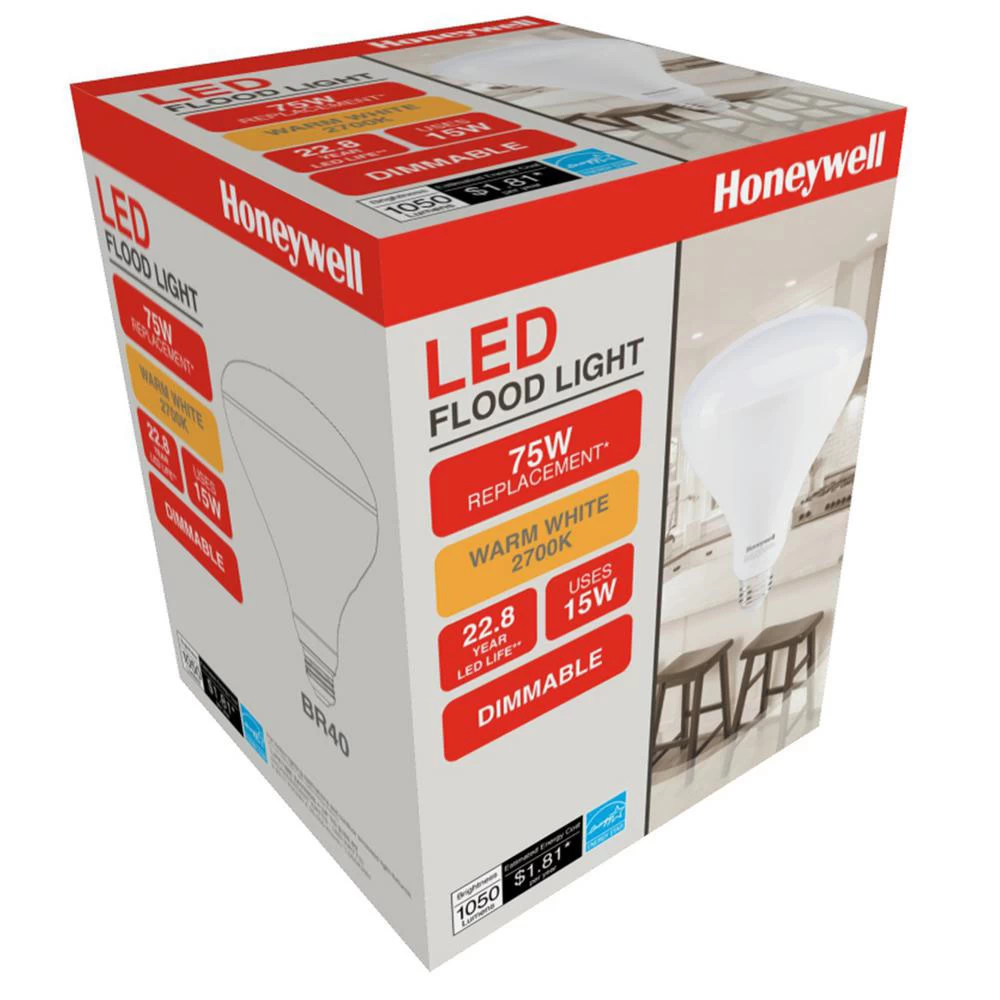 Honeywell 15W, 75W Equivalent, BR40 Dimmable LED Bulb Set, B407527HB110 2 Honeywell 15W, 75W Equivalent, BR40 Dimmable LED Bulb Set, B407527HB110 - Image 2