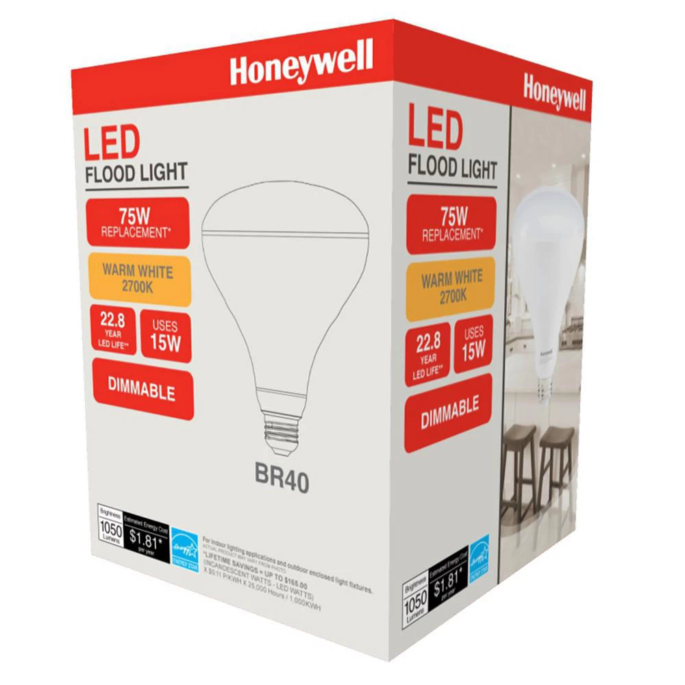 Honeywell 15W, 75W Equivalent, BR40 Dimmable LED Bulb Set, B407527HB110 3 Honeywell 15W, 75W Equivalent, BR40 Dimmable LED Bulb Set, B407527HB110 - Image 3
