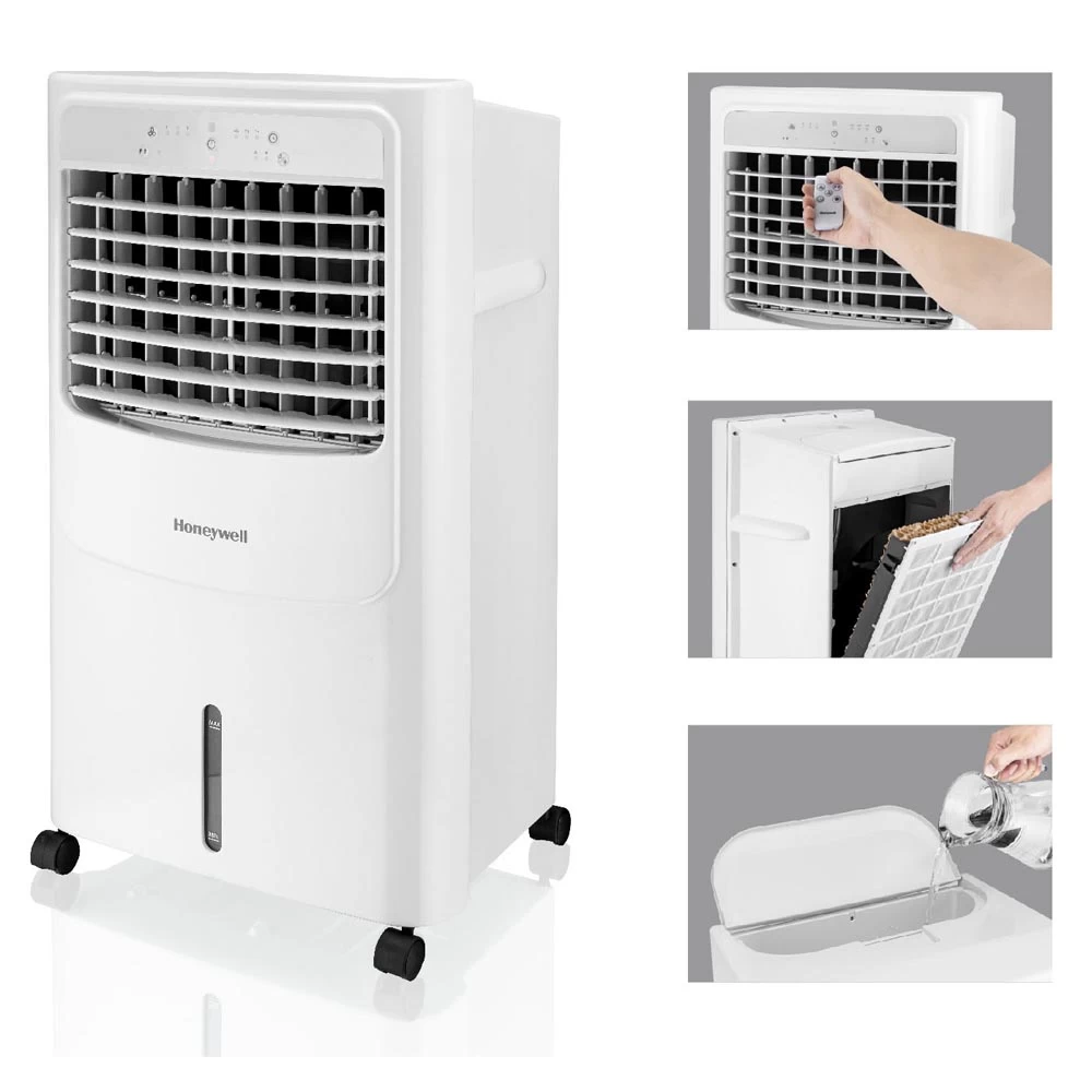 Honeywell CL202PEU Indoor Portable Evaporative Air Cooler, Humidifier, And Fan, 700 CFM Swamp Cooler - 4.75 Gallon Tank (White) 2 Honeywell CL202PEU Indoor Portable Evaporative Air Cooler, Humidifier, And Fan, 700 CFM Swamp Cooler - 4.75 Gallon Tank (White) - Image 2