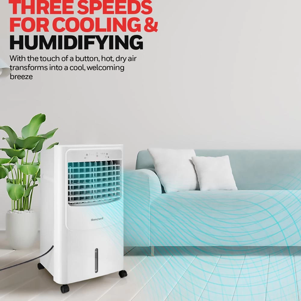 Honeywell CL202PEU Indoor Portable Evaporative Air Cooler, Humidifier, And Fan, 700 CFM Swamp Cooler - 4.75 Gallon Tank (White) 7 Honeywell CL202PEU Indoor Portable Evaporative Air Cooler, Humidifier, And Fan, 700 CFM Swamp Cooler - 4.75 Gallon Tank (White) - Image 7
