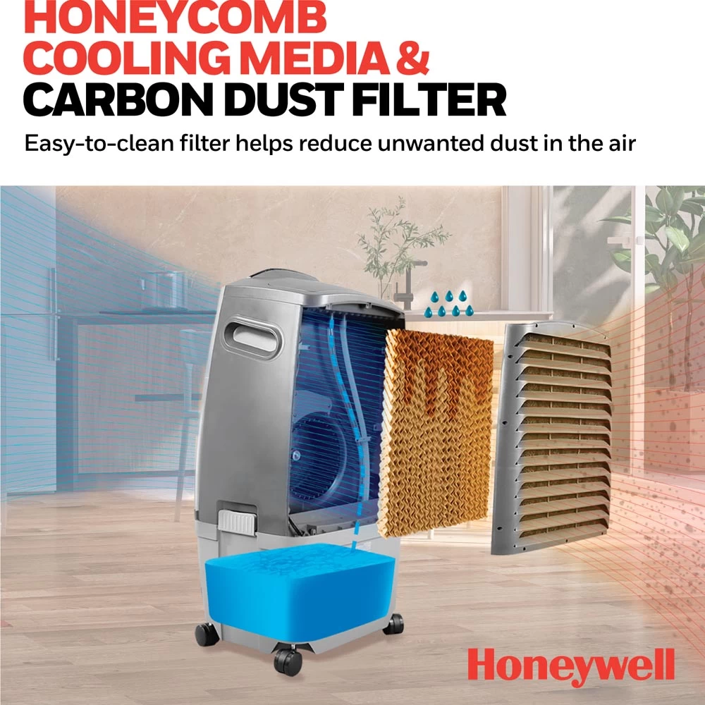 Honeywell CL30XC Indoor Portable Evaporative Air Cooler, Fan And Humidifier With Ice Compartment, 806 CFM - 7.9 Gallon Tank (Gray) 5 Honeywell CL30XC Indoor Portable Evaporative Air Cooler, Fan And Humidifier With Ice Compartment, 806 CFM - 7.9 Gallon Tank (Gray) - Image 5