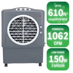 Honeywell CO48PM Evaporative Air Cooler For Indoor, Outdoor And Commercial Use, 1062 CFM - 10.6 Gallon Tank (Gray) -Honeywell Store co48pm evaporative air cooler for indoor outdoor and commercial use 48 liter white grey 4