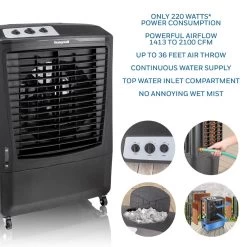 Honeywell CO610PM Outdoor Evaporative Air Cooler And Fan, 2669 CFM For Large Outdoor Spaces - 14 Gallon Tank (Black) -Honeywell Store co610pm outdoor portable evaporative air cooler 2100 cfm black 6