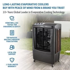 Honeywell CO610PM Outdoor Evaporative Air Cooler And Fan, 2669 CFM For Large Outdoor Spaces - 14 Gallon Tank (Black) -Honeywell Store co610pm outdoor portable evaporative air cooler 2100 cfm black 7