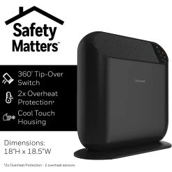 Honeywell ThermaWave 6 Ceramic Heater With Programmable Thermostat - Black, HCE870B -Honeywell Store hce870b honeywell thermawave 6 space heater black 2