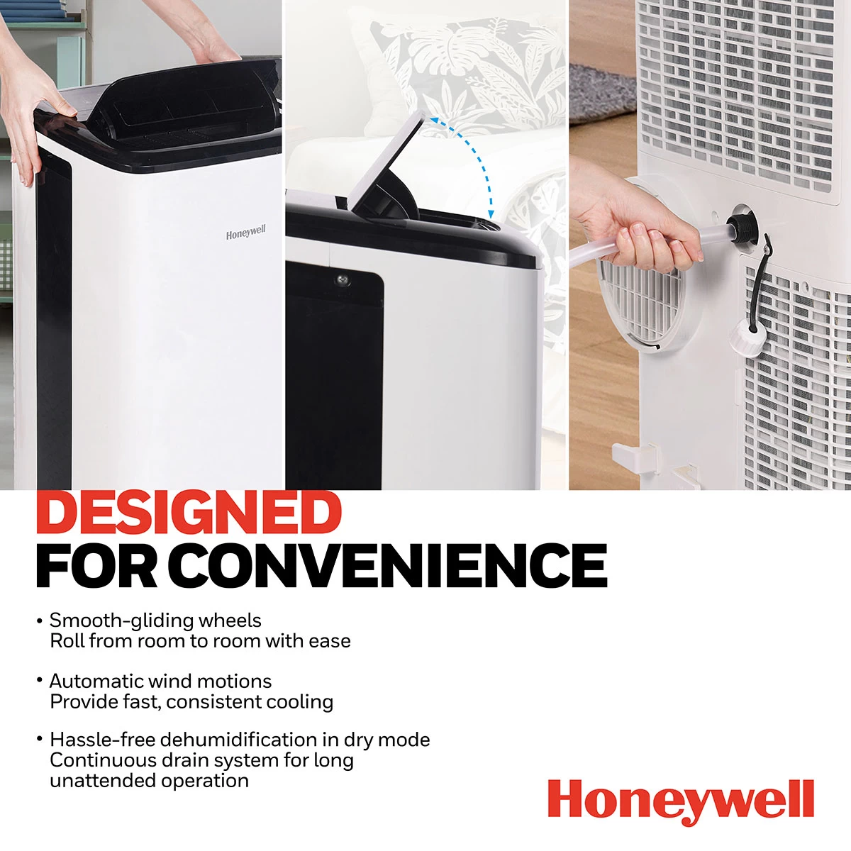 Honeywell 10,000 BTU Smart Wi-Fi Portable Air Conditioner, Dehumidifier And Fan - White And Black, HF0CESVWK6 5 Honeywell 10,000 BTU Smart Wi-Fi Portable Air Conditioner, Dehumidifier And Fan - White And Black, HF0CESVWK6 - Image 5