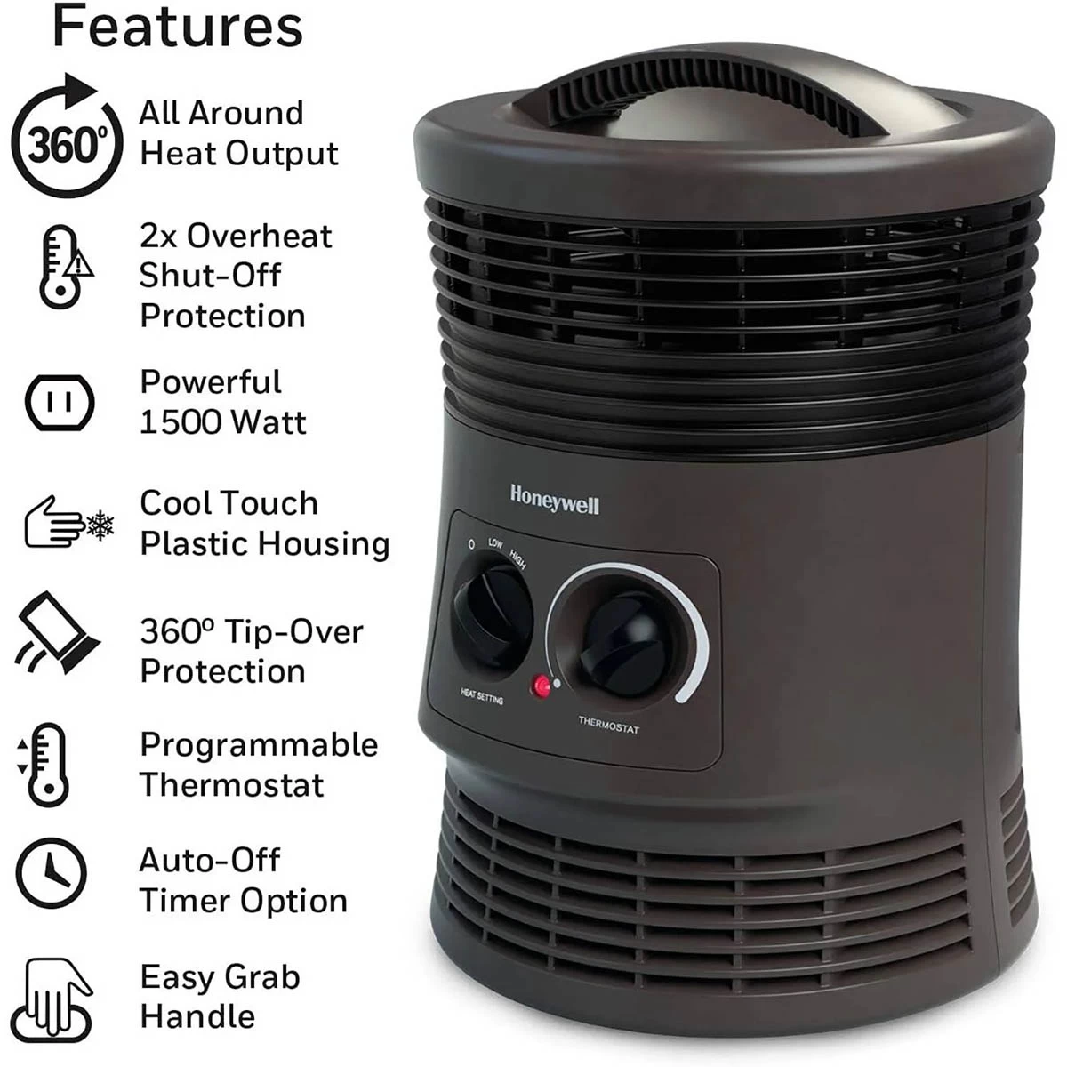 Honeywell 360 Surround Heater Slate Gray, HHF360V 2 Honeywell 360 Surround Heater Slate Gray, HHF360V - Image 2