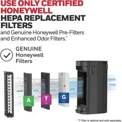 Honeywell Allergen Plus Series Small Tower HEPA Air Purifier - Black, HPA075B -Honeywell Store hpa075b honeywell allergen plus series compact tower hepa air purifier 4