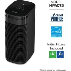 Honeywell Allergen Plus Series Small Tower HEPA Air Purifier - Black, HPA075B -Honeywell Store hpa075b honeywell allergen plus series compact tower hepa air purifier 5