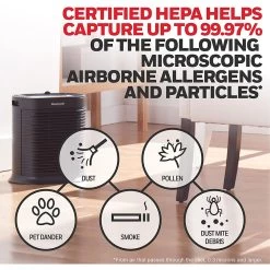 Honeywell True HEPA Portable Air Purifier Allergen Plus Series - Black, HPA100 -Honeywell Store hpa100 true hepa air purifier with allergen remover black 5