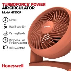 Honeywell TurboForce Power Air Circulator Fan - Terracotta, HT900F -Honeywell Store ht900f honeywell turboforce power air circulator fan terracotta 3