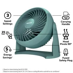 Honeywell TurboForce Power Air Circulator Fan - Green, HT900G -Honeywell Store ht900g honeywell turboforce power air circulator fan green 3