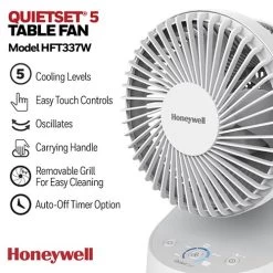 Honeywell QuietSet 5 Table Fan, White, HTF337W -Honeywell Store htf337w honeywell quietset 5 table fan white 6