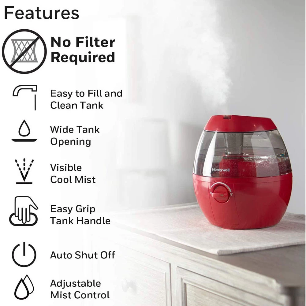 Honeywell Mist Mate Cool Mist Humidifier - Red, HUL520R 3 Honeywell Mist Mate Cool Mist Humidifier - Red, HUL520R - Image 3