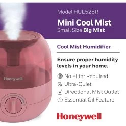 Honeywell Mini Cool Mist Humidifier - Red, HUL525R -Honeywell Store hul525r honeywell mini cool mist humidifier red 3