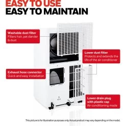 Honeywell 12,000 BTU Portable Air Conditioner With Dehumidifier And Fan - White, HW2CESAWW9 11 Honeywell 12,000 BTU Portable Air Conditioner With Dehumidifier And Fan - White, HW2CESAWW9 -Honeywell Store hw2cesaww9 honeywell 12000 btu portable air condition with dehumidifier and fan white 2