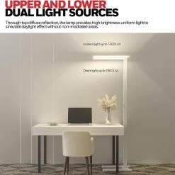 Honeywell Dual Light LED Floor Lamp, Natural Daylight, Modern Industrial Style - HWT-02E-Pro -Honeywell Store hwt 02e honeywell natural light led floor lamp 4