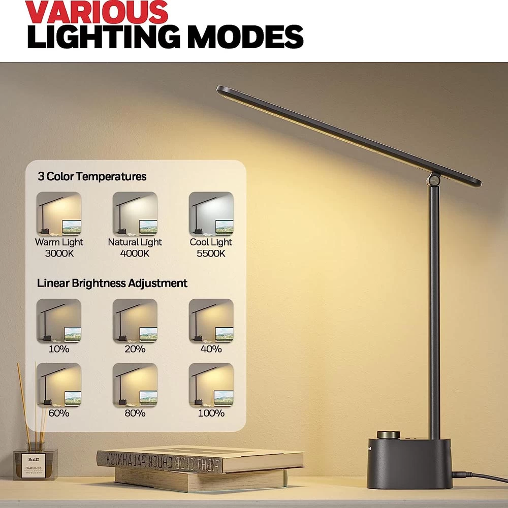 Honeywell Foldable Modern Table Lamp With USB A+C Charging Port, Black - HWT-H01 3 Honeywell Foldable Modern Table Lamp With USB A+C Charging Port, Black - HWT-H01 - Image 3