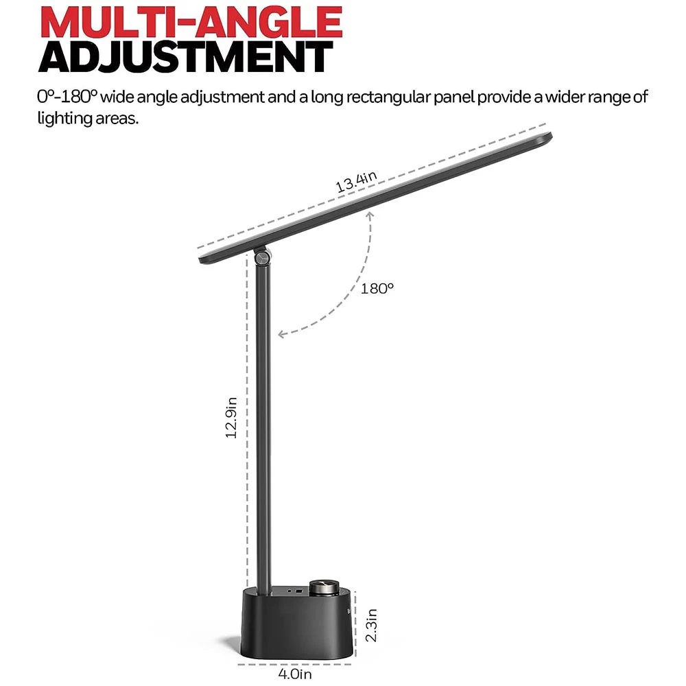 Honeywell Foldable Modern Table Lamp With USB A+C Charging Port, Black - HWT-H01 5 Honeywell Foldable Modern Table Lamp With USB A+C Charging Port, Black - HWT-H01 - Image 5