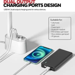 Honeywell Foldable Modern Desk Lamp With USB A+C Charging Port, White - HWT-H01W -Honeywell Store hwt h01w honeywell bedroom table lamp white 2