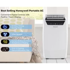 Honeywell 11,000 BTU Portable Air Conditioner, Dehumidifier And Fan - White, MN1CFSWW8 -Honeywell Store mn1cfsww8 portable air conditioner 11000 btu 7