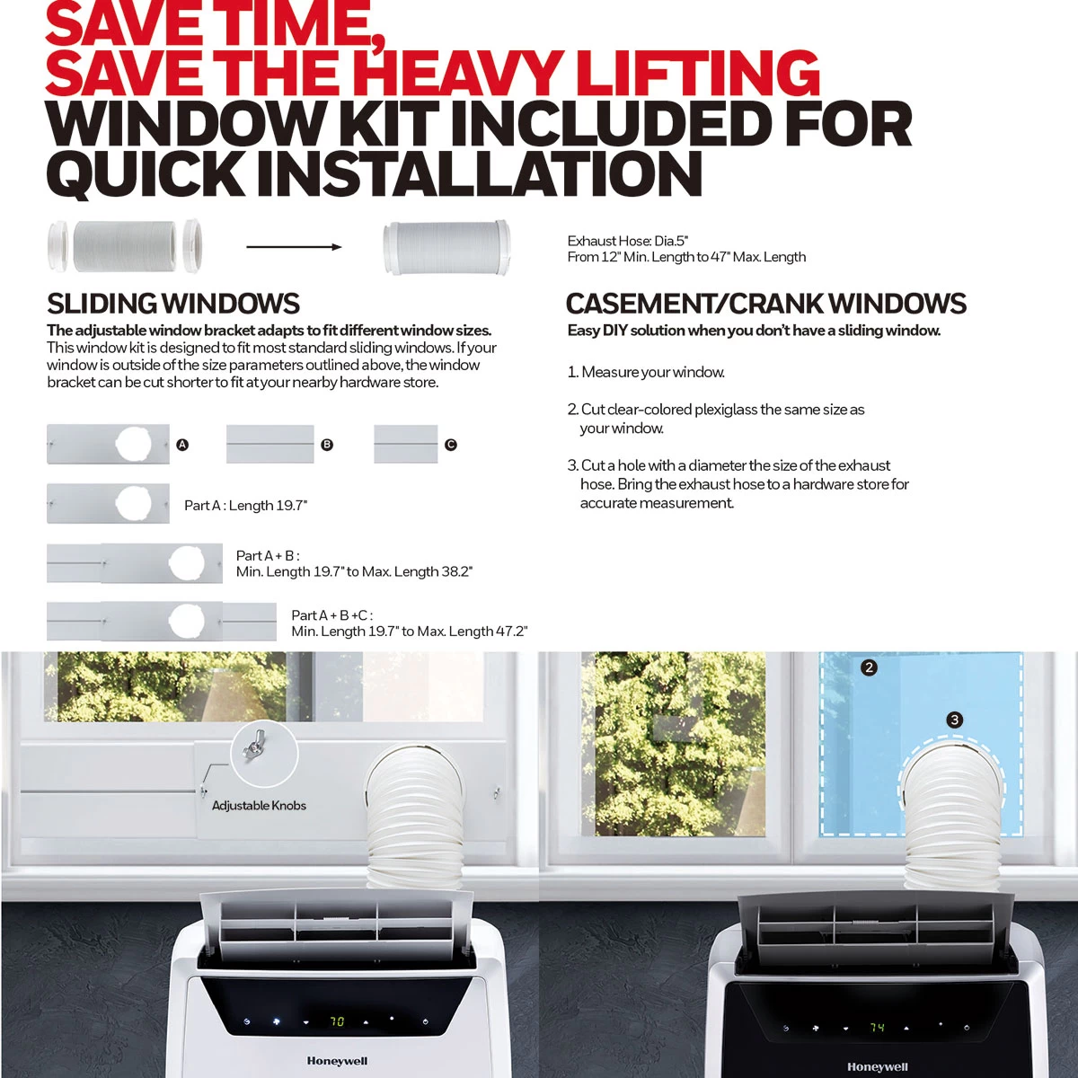 Honeywell 14,000 BTU Heat And Cool Portable Air Conditioner, Dehumidifier And Fan - Black And Silver, MN4HFS9 8 Honeywell 14,000 BTU Heat And Cool Portable Air Conditioner, Dehumidifier And Fan - Black And Silver, MN4HFS9 - Image 8