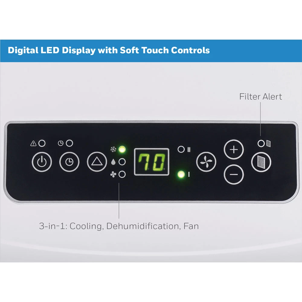 Honeywell 9,000 BTU Compact Portable Air Conditioner, Dehumidifier And Fan - White And Black, MO08CESWK6 5 Honeywell 9,000 BTU Compact Portable Air Conditioner, Dehumidifier And Fan - White And Black, MO08CESWK6 - Image 5