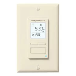 Honeywell Home RPLS741B1007/U ECONOSwitch 7-Day Solar Programmable Light Switch Timer (Almond)